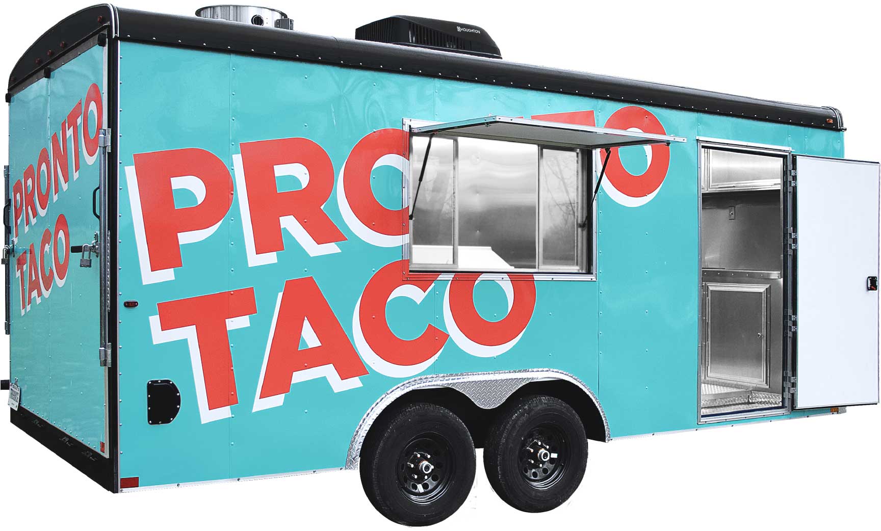 Pronto Taco food truck with open window and door