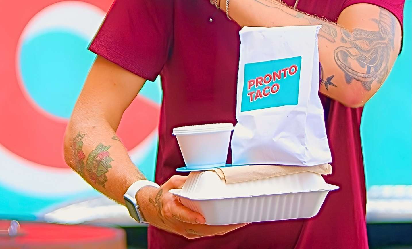 Pronto Taco food truck serving at a university event