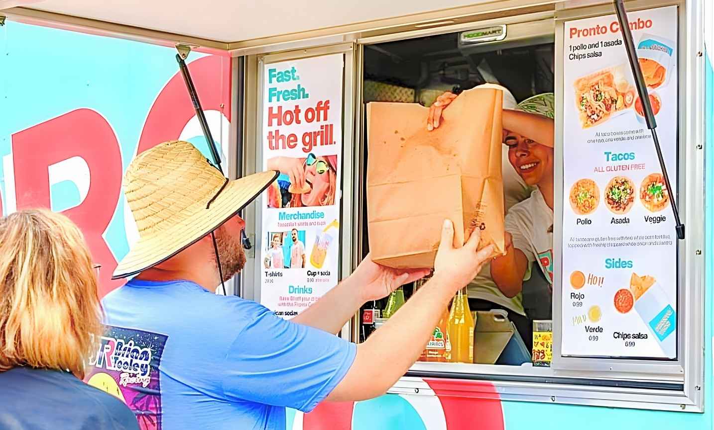 Pronto Taco food truck serving guests at an event