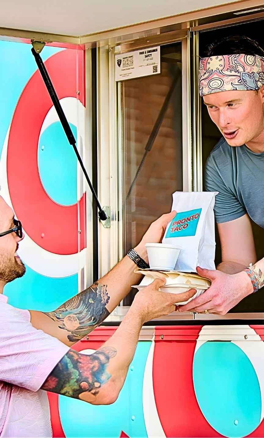 Corporate food truck catering with tacos served hot off the grill