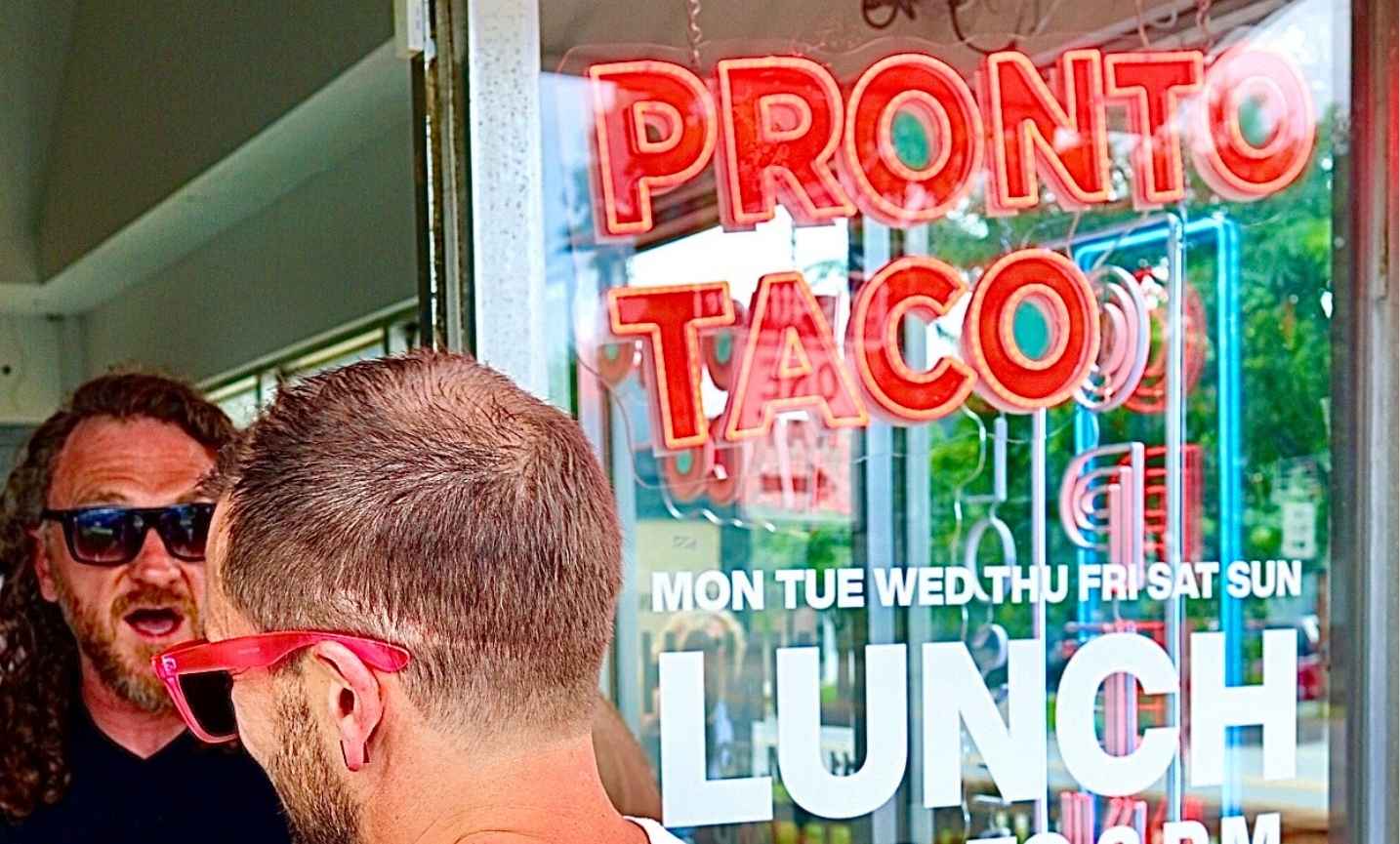Carry-out tacos and chips boxed and ready for pickup in Beech Grove
